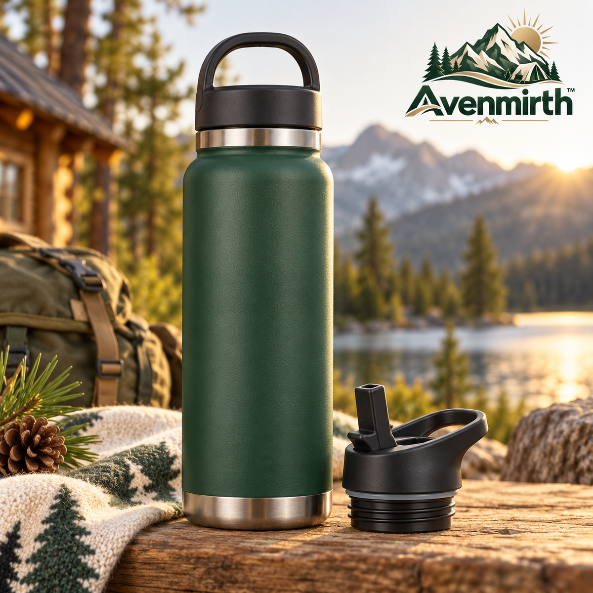 Avenmirth™ Outdoor Bottle with Two Lids